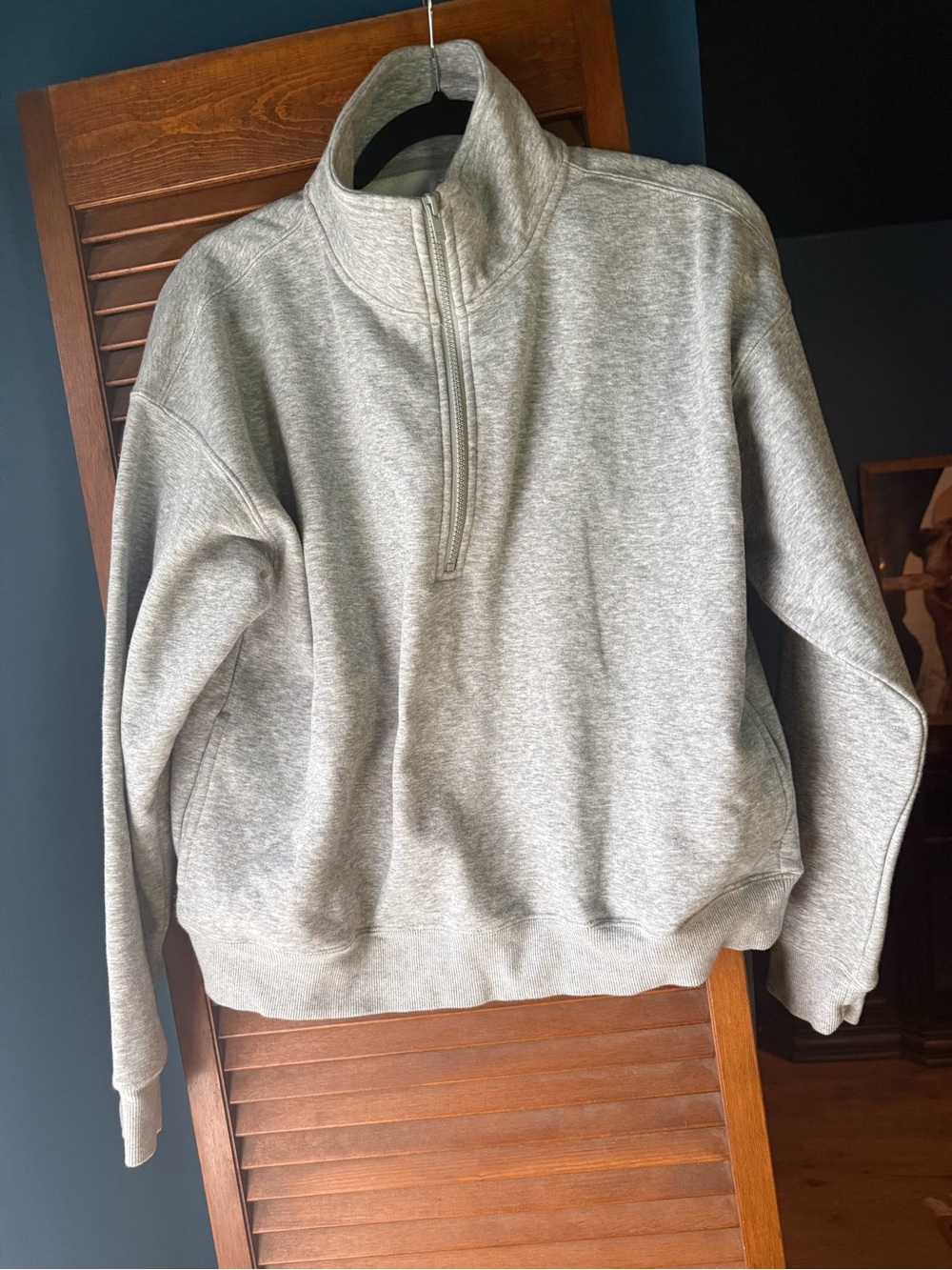 Fabletics Light Gray Quarter-Zip Pullover